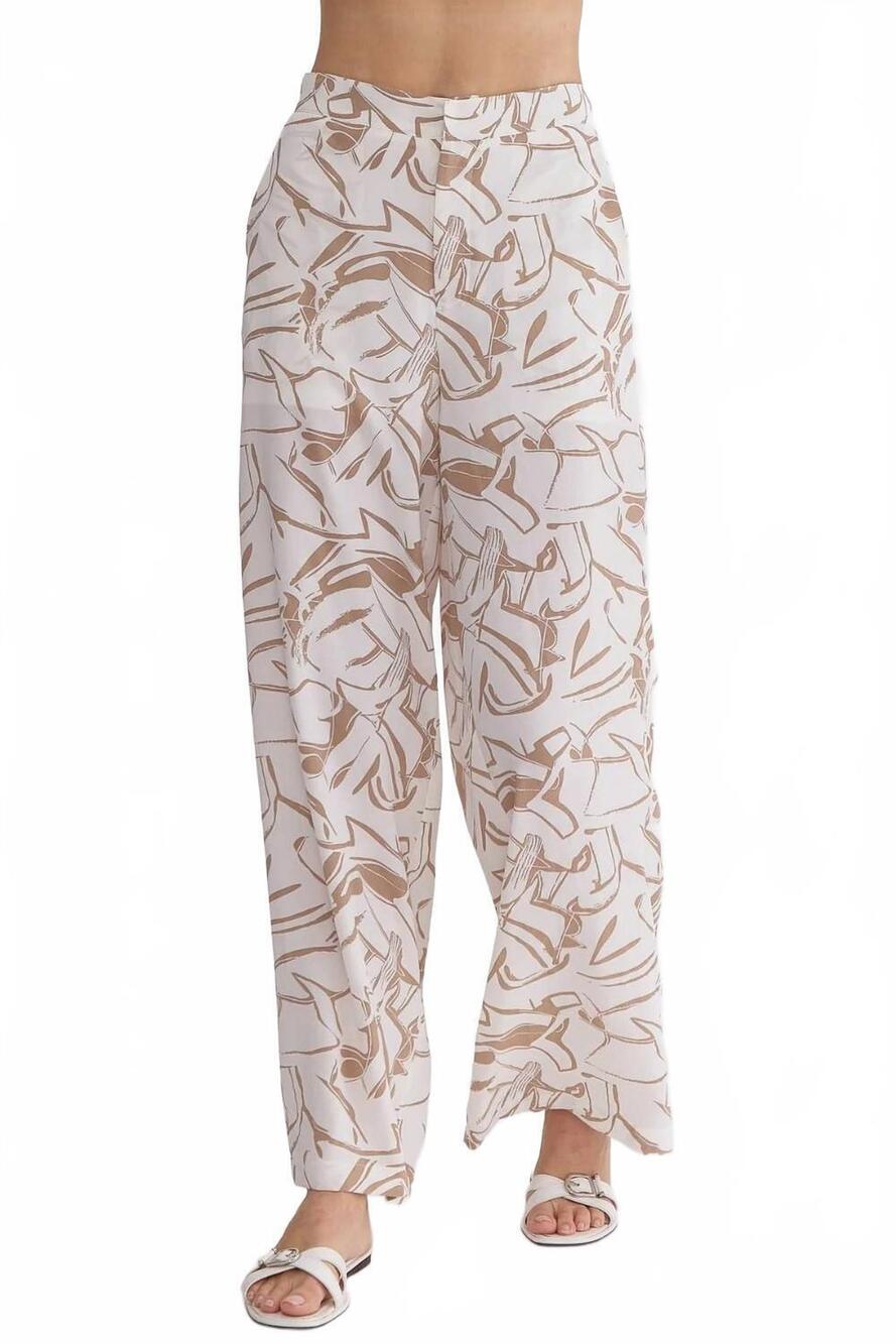 NEW ENTRO printed pants in beige